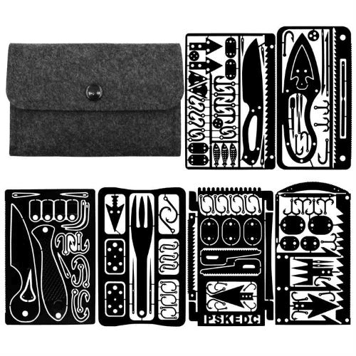 Survival card factory: Baiyuheng Outdoor black survival cards and felt case on white background.