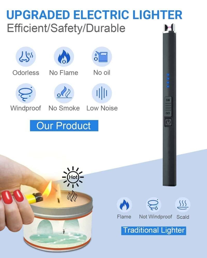 CDL02 Electric Candle Lighter Plasma Arc Lighters Windproof & Flameless with USB Rechargeable Battery