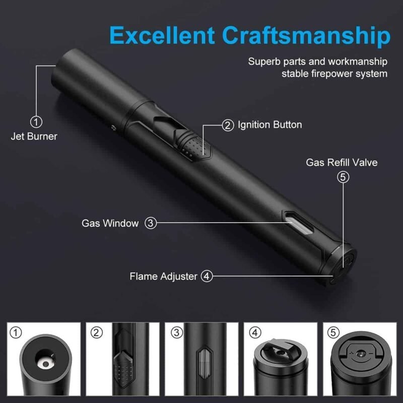CDL03 Torch Lighters, 2 Pack, Butane Lighters, Adjustable Jet Flame Torch Lighters