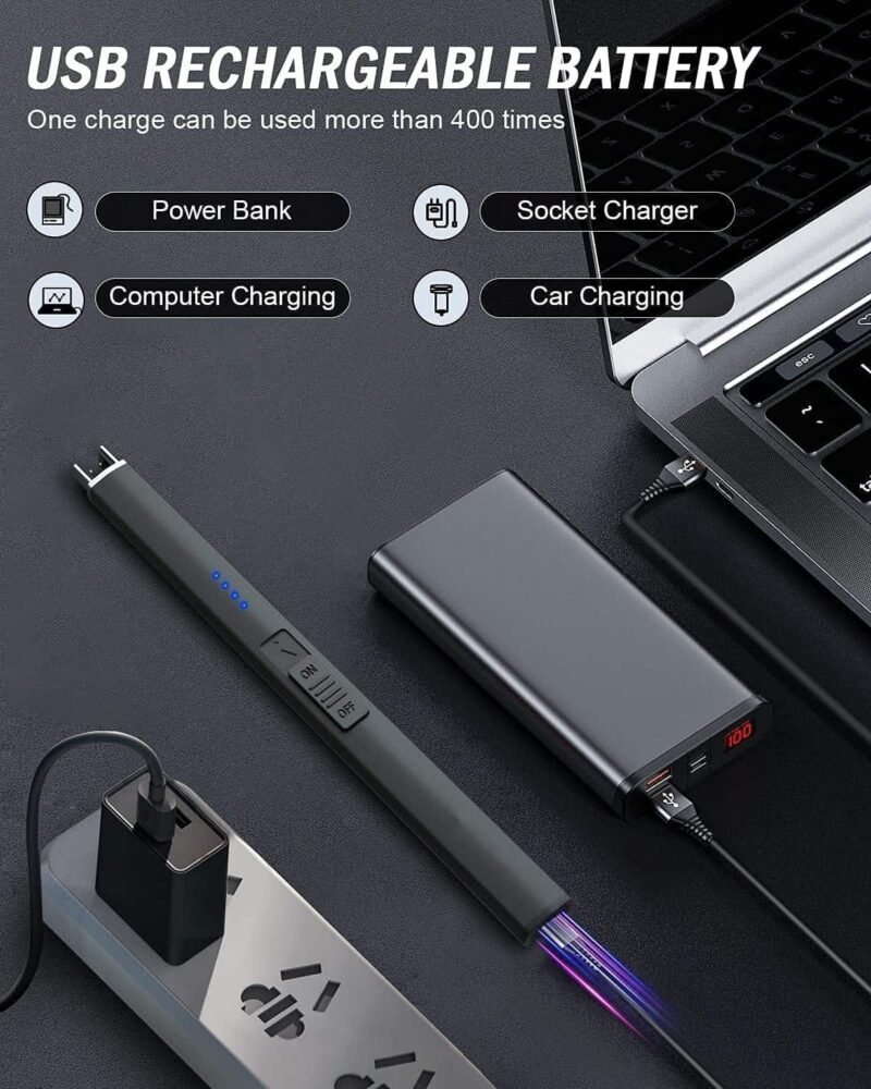 CDL02 Electric Candle Lighter Plasma Arc Lighters Windproof & Flameless with USB Rechargeable Battery
